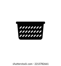 icono de la cesta de ropa en glifo plano negro, estilo relleno aislado en fondo blanco