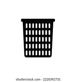 Laundry basket icon in black flat glyph, filled style isolated on white background