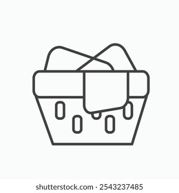 Laundry basket icon in black outlined and solid.