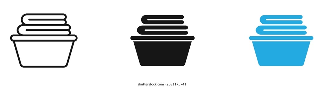 Laundry basket icon black white vector outline