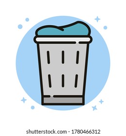 Diseño de iconos de la canasta de lavado. Ilustración de vectores de contenedores de ropa