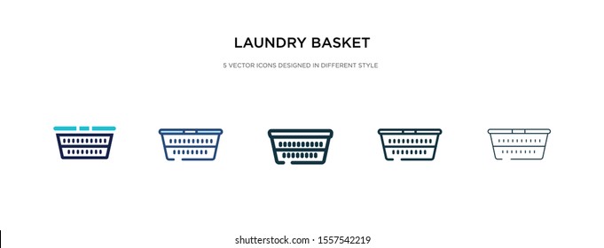 laundry basket icon in different style vector illustration. two colored and black laundry basket vector icons designed in filled, outline, line and stroke style can be used for web, mobile, ui