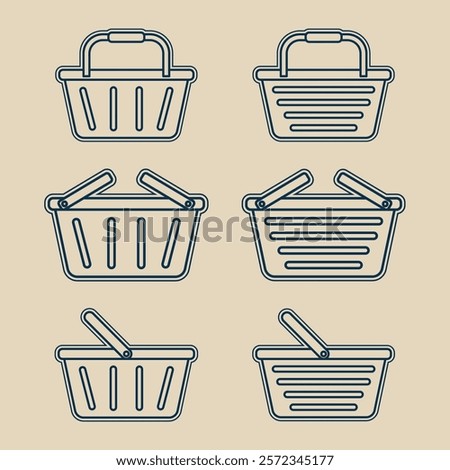 laundry basket icon line art logo set minimalist vector illustration design