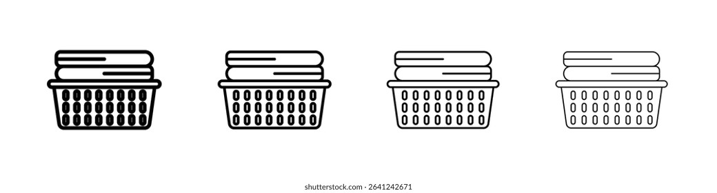 Laundry basket icon Outline sign symbol set