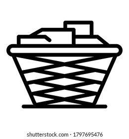 Laundry basket icon. Outline laundry basket vector icon for web design isolated on white background
