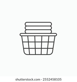 Laundry basket icon set in blackthin line style.