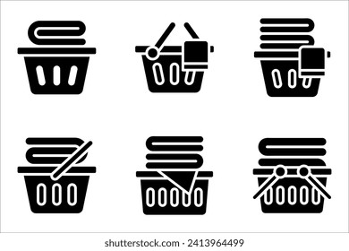 Laundry basket icon set. sign for mobile concept and web design on white background. EPS 10