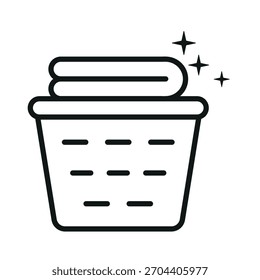 Icono de la cesta de lavandería en diseño plano de moda