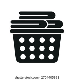 Icono de la cesta de lavandería en diseño plano de moda