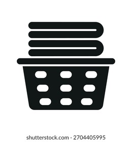 Icono de la cesta de lavandería en diseño plano de moda