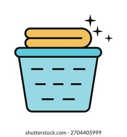 Icono de la cesta de lavandería en diseño plano de moda
