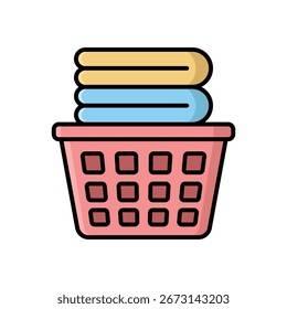 Plantilla de diseño de Vector de icono de cesta de lavandería simple y limpia