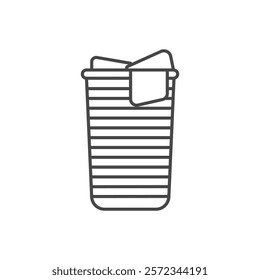 Laundry basket icon Vector flat thin line illustration