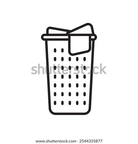 Laundry basket icon Vector flat thin line illustration