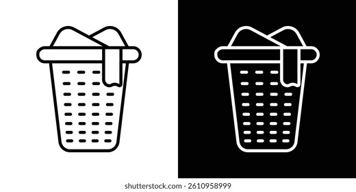 Laundry basket icon Vector isolated outline drawing.