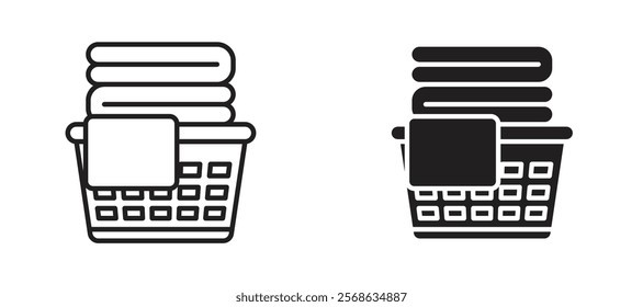 Laundry basket icons in outline and fill. vector illustration for ui.