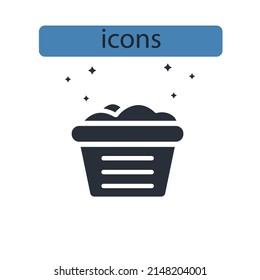 Laundry basket icons  symbol vector elements for infographic web