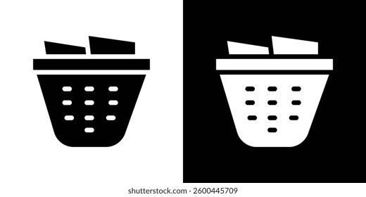 Laundry basket icons vectors set in solid style.
