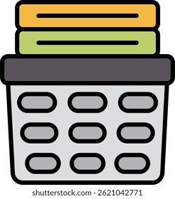 Laundry Basket Line Filled Vector Icon Design