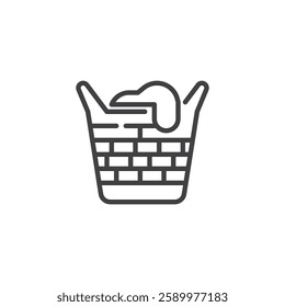 Laundry Basket line icon. linear style sign for mobile concept and web design. A woven basket with clothes inside outline vector icon. Symbol, logo illustration. Vector graphics