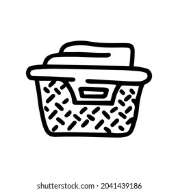ícono de doodle simple de línea de cesta de lavado