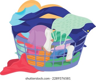 A laundry basket. Basket with linens, Laundry basket with dirty clothes. illustration in flat style.