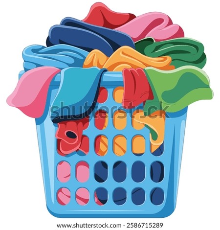 Laundry Basket with Linens Flat Style Illustration