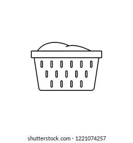 Laundry basket outline icon. linear style sign for mobile concept and web design. Basket with towels simple line vector icon. Symbol, logo illustration.