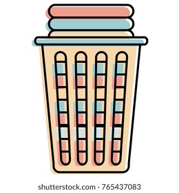 laundry basket with pile of folded clothes