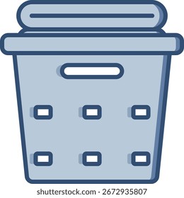 Laundry basket vector icon with transparent background. Changeable blue color design.