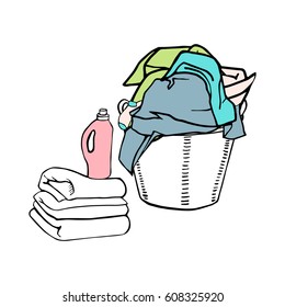 Laundry basket. Vector illustration.