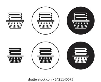 Laundry basket vector illustration set. Dirty clothes washing sign in suitable for apps and websites UI design style.