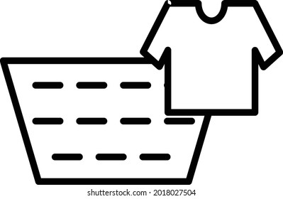 Laundry basket Vector Line Icon Design

