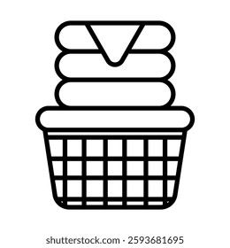 Laundry basket Vector Line Icon Design