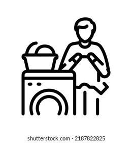 Laundry black line icon. Routine. Pictogram for web page.