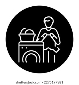 Laundry black line icon. Routine. Pictogram for web page.