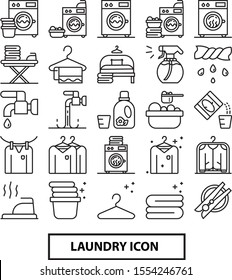 Laundry Black And  White Icon Set