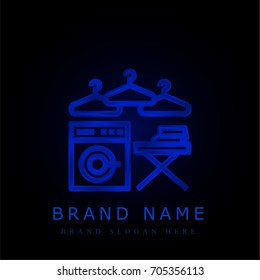 Laundry blue chromium metallic logo