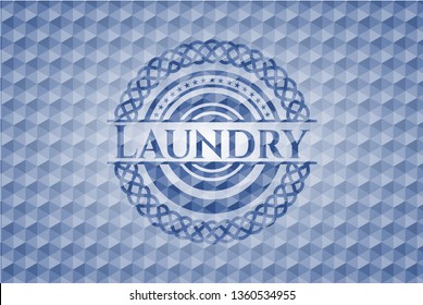 Laundry blue polygonal emblem.