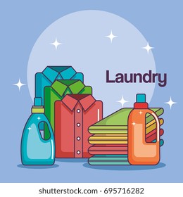laundry bottle soap pile cloth and folded shirt