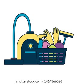 laundry broom mop brush vacuum squeegee spring cleaning tools vector illustration