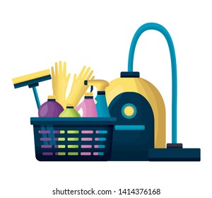 laundry broom mop brush vacuum squeegee spring cleaning tools vector illustration