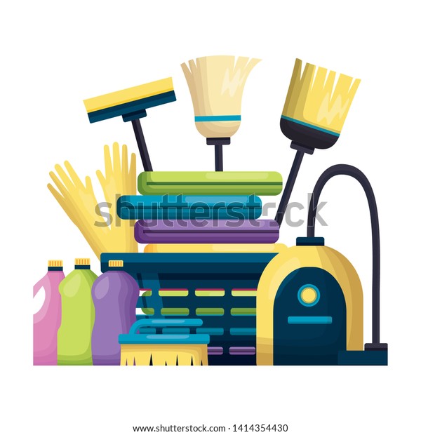 Laundry Broom Mop Brush Vacuum Squeegee Stock Vector (Royalty Free