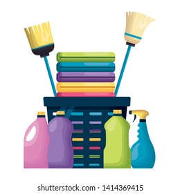 laundry broom mop products spring cleaning tools vector illustration