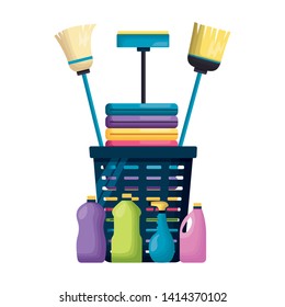 laundry broom mop products spring cleaning tools vector illustration