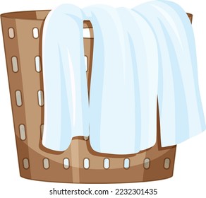 Laundry bucket with clothes illustration