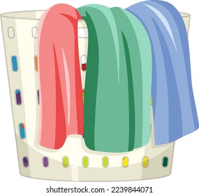 Laundry bucket with clothes illustration