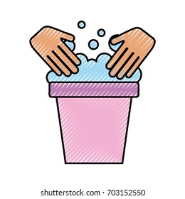 laundry bucket with hands