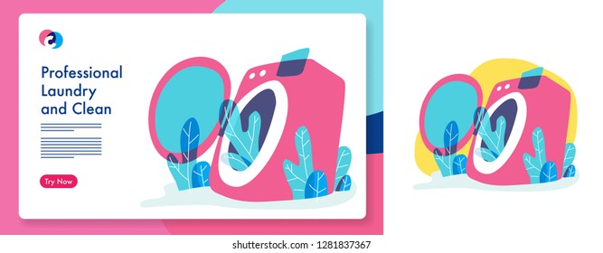 Plantilla de negocios de lavandería. ilustración de vector de mezcla