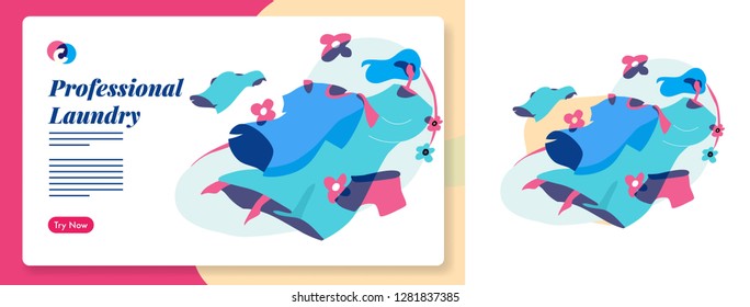 Laundry business template. mixcolor vector illustration